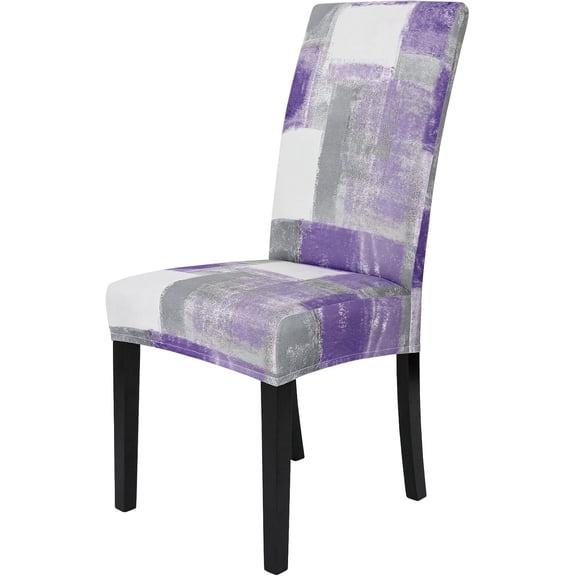 Chair Covers for Dining Room Set of 4, Spandex Stretch Dining Room Chair Cover, Removable Washable Kitchen Parsons Chair Covers Seat Slipcovers, Purple