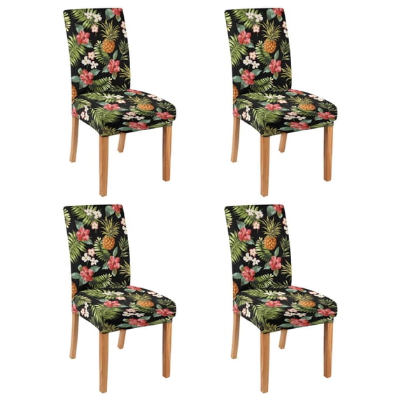 Chair Covers for Dining Room Set Of 4 Spandex Super Fit Stretch Removable Washable Kitchen Chair Slipcovers for Home Party Hotel Wedding Ceremony, Universal Size (pineapple)