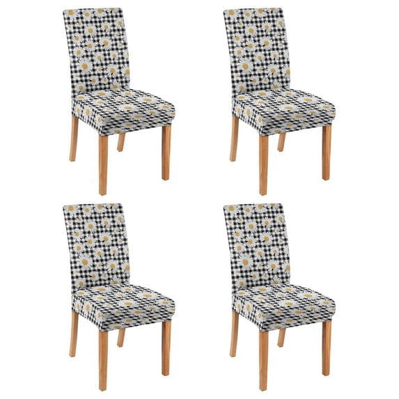 Chair Covers for Dining Room Set Of 4 Spandex Super Fit Stretch Removable Washable Kitchen Chair Slipcovers for Home Party Hotel Wedding Ceremony, Universal Size (daisy)