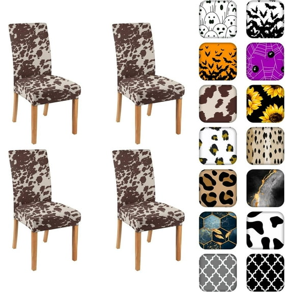Chair Covers for Dining Room Set of 4, Stretch Dining Chair Cover 4 Pieces, Washable Kitchen Parsons Chair Slipcovers 4 Pack, Removable Seat Protector for Home and Party
