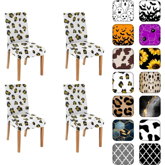 Chair Covers for Dining Room Set of 4, Stretch Dining Chair Cover 4 Pieces, Washable Kitchen Parsons Chair Slipcovers 4 Pack, Removable Seat Protector for Home and Party