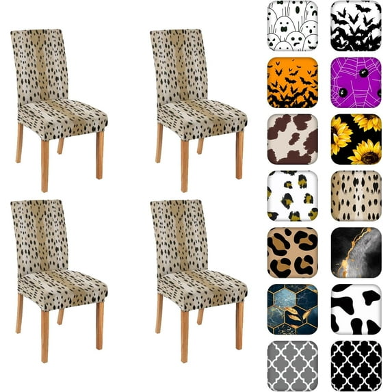 Chair Covers for Dining Room Set of 4, Stretch Dining Chair Cover 4 Pieces, Washable Kitchen Parsons Chair Slipcovers 4 Pack, Removable Seat Protector for Home and Party