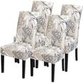 thumbnail image 1 of Chair Covers for Dining Room Set of 4, Stretch Dining Room Chair Covers, Spandex Kitchen Parsons Chair Slipcovers, Dining Chair Covers for Party Ceremony Hotel(Beige and Blue Flower), 1 of 6