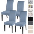 thumbnail image 1 of Chair Covers for Dining Room Set of 4, Stretch Solid Color Kitchen Chair Covers Washable Spandex Parsons Chair Slipcovers Removable Seat Protector for Home, Restaurant, Ceremony (Grey Blue), 1 of 6
