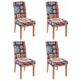 thumbnail image 1 of Chair Covers for Dining Room Set of 4, Stretch Washable Polyester Kitchen Slipcovers Featuring Earthy, Tribal Style, Rustic, Boho Chic, Artistic Patterns with Removable Protector, 1 of 7