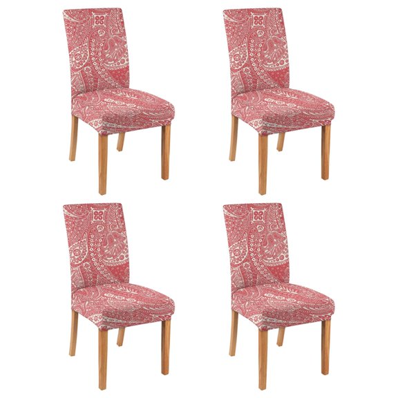 Chair Covers for Dining Room Set of 4, Stretch Washable Polyester Kitchen Slipcovers Featuring Nordic Style, Bohemian, Retro, Tribal Style, Rustic Patterns with Removable Protector