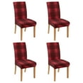 thumbnail image 1 of Chair Covers for Dining Room Set of 4, Stretch Washable Slipcovers with Rustic Farmhouse Plaid Print, Removable Polyester Seat Protector for Kitchen or Dining Room, 1 of 7