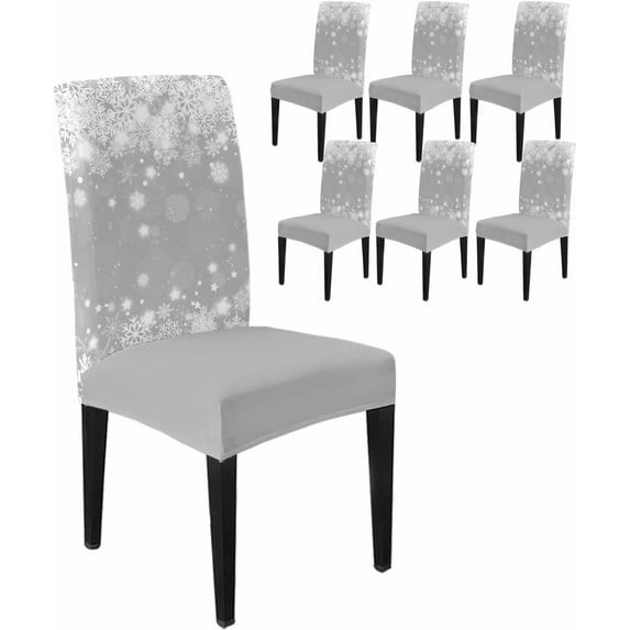 Chair Covers for Dining Room Set of 4,Winter Christmas Snowflakes Stretch Seat Protector Removable Washable Chairs Slipcovers for Kitchen Banquet Wedding Hotel,Black and White