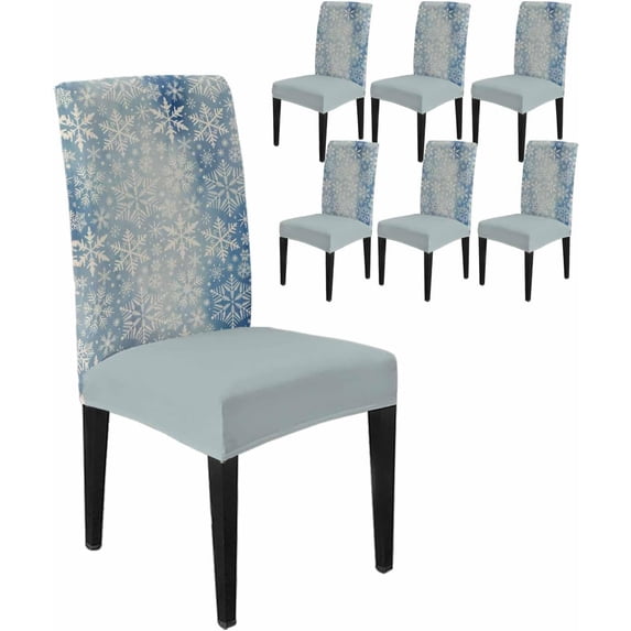 Chair Covers for Dining Room Set of 6,Christmas Bokeh White Snowflakes Stretch Seat Protector Removable Washable Chairs Slipcovers for Kitchen Banquet Wedding Hotel,Watercolor Gradient Red