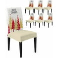 thumbnail image 1 of Chair Covers for Dining Room Set of 6,Christmas Green Xmas Tree Stretch Seat Protector Removable Washable Chairs Slipcovers for Kitchen Banquet Wedding Hotel,Golden Winter Snowflakes on White, 1 of 6