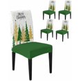 thumbnail image 1 of Chair Covers for Dining Room Set of 6,Christmas Green Xmas Tree Stretch Seat Protector Removable Washable Chairs Slipcovers for Kitchen Banquet Wedding Hotel,Golden Winter Snowflakes on White, 1 of 6