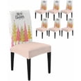 thumbnail image 1 of Chair Covers for Dining Room Set of 6,Christmas Green Xmas Tree Stretch Seat Protector Removable Washable Chairs Slipcovers for Kitchen Banquet Wedding Hotel,Golden Winter Snowflakes on White, 1 of 6