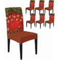thumbnail image 1 of Chair Covers for Dining Room Set of 6,Christmas Trees Xmas Balls Snowflakes on Red Stretch Seat Protector Removable Washable Chairs Slipcovers for Kitchen Banquet Wedding Hotel,Winter Pine Leaf, 1 of 6