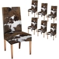 thumbnail image 1 of Chair Covers for Dining Room Set of 6,Cowhide Printing Spandex Stretch Dining Room Chair Cover,Removable Washable Kitchen Parsons Chair Covers Seat Slipcovers, 1 of 6