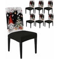 thumbnail image 1 of Chair Covers for Dining Room Set of 6,Gnome Pine Tree Xmas Ball on Gray Stretch Seat Protector Removable Washable Chairs Slipcovers for Kitchen Banquet Wedding Hotel,Winter Fir Leaves Snowflake, 1 of 6