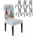 thumbnail image 1 of Chair Covers for Dining Room Set of 6,Gnome Pine Tree Xmas Ball on Gray Stretch Seat Protector Removable Washable Chairs Slipcovers for Kitchen Banquet Wedding Hotel,Winter Fir Leaves Snowflake, 1 of 6