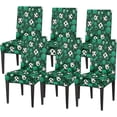 thumbnail image 1 of Chair Covers for Dining Room Set of 6, Green Football Soccer Washable Spandex Parsons Slipcovers, Removable Kitchen Chair Cover, Stretch Seat Protector for Home Party Hotel, 1 of 6