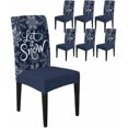 thumbnail image 1 of Chair Covers for Dining Room Set of 6,Let Snow Words on Blue Background Stretch Seat Protector Removable Washable Chairs Slipcovers for Kitchen Banquet Wedding Hotel,Winter Snowflakes, 1 of 6