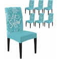 thumbnail image 1 of Chair Covers for Dining Room Set of 6,Let Snow Words on Blue Background Stretch Seat Protector Removable Washable Chairs Slipcovers for Kitchen Banquet Wedding Hotel,Winter Snowflakes, 1 of 6