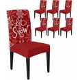thumbnail image 1 of Chair Covers for Dining Room Set of 6,Let Snow Words on Blue Background Stretch Seat Protector Removable Washable Chairs Slipcovers for Kitchen Banquet Wedding Hotel,Winter Snowflakes, 1 of 6