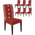 thumbnail image 1 of Chair Covers for Dining Room Set of 6,Merry Christmas Snowflake Texture Stretch Seat Protector Removable Washable Chairs Slipcovers for Kitchen Banquet Wedding Hotel,White Leaves Pine Cone on Red, 1 of 6