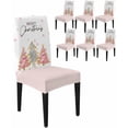 thumbnail image 1 of Chair Covers for Dining Room Set of 6,Merry Christmas Tree on Retro Linen Stretch Seat Protector Removable Washable Chairs Slipcovers for Kitchen Banquet Wedding Hotel,Beige Pink, 1 of 6