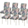 thumbnail image 1 of Chair Covers for Dining Room Set of 6, Printed Stretch Spandex Dining Chair Covers, Washable Removable Parsons Chair Slipcovers Protector for Dining Room, Kitchen, Hotel (6PCS, Flower), 1 of 6