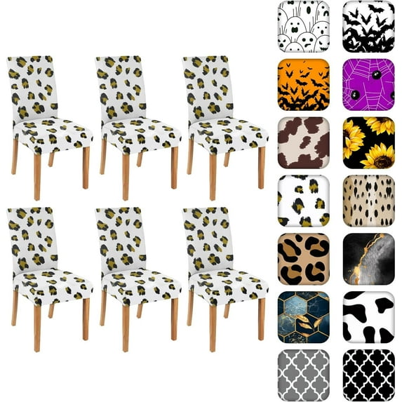 Chair Covers for Dining Room Set of 6, Stretch Dining Chair Cover 6 Pieces, Washable Kitchen Parsons Chair Slipcovers 6 Pack, Removable Seat Protector for Home and Party