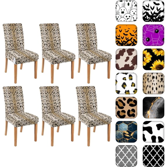 Chair Covers for Dining Room Set of 6, Stretch Dining Chair Cover 6 Pieces, Washable Kitchen Parsons Chair Slipcovers 6 Pack, Removable Seat Protector for Home and Party