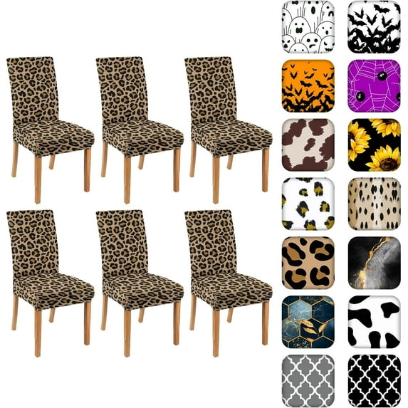 Chair Covers for Dining Room Set of 6, Stretch Dining Chair Cover 6 Pieces, Washable Kitchen Parsons Chair Slipcovers 6 Pack, Removable Seat Protector for Home and Party