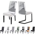 thumbnail image 1 of Chair Covers for Dining Room Set of 6 Stretch Dining Chair Covers Spandex Kitchen Chair Slipcovers Removable Washable Parson Chair Slipcovers(6Pcs,White Lines), 1 of 6