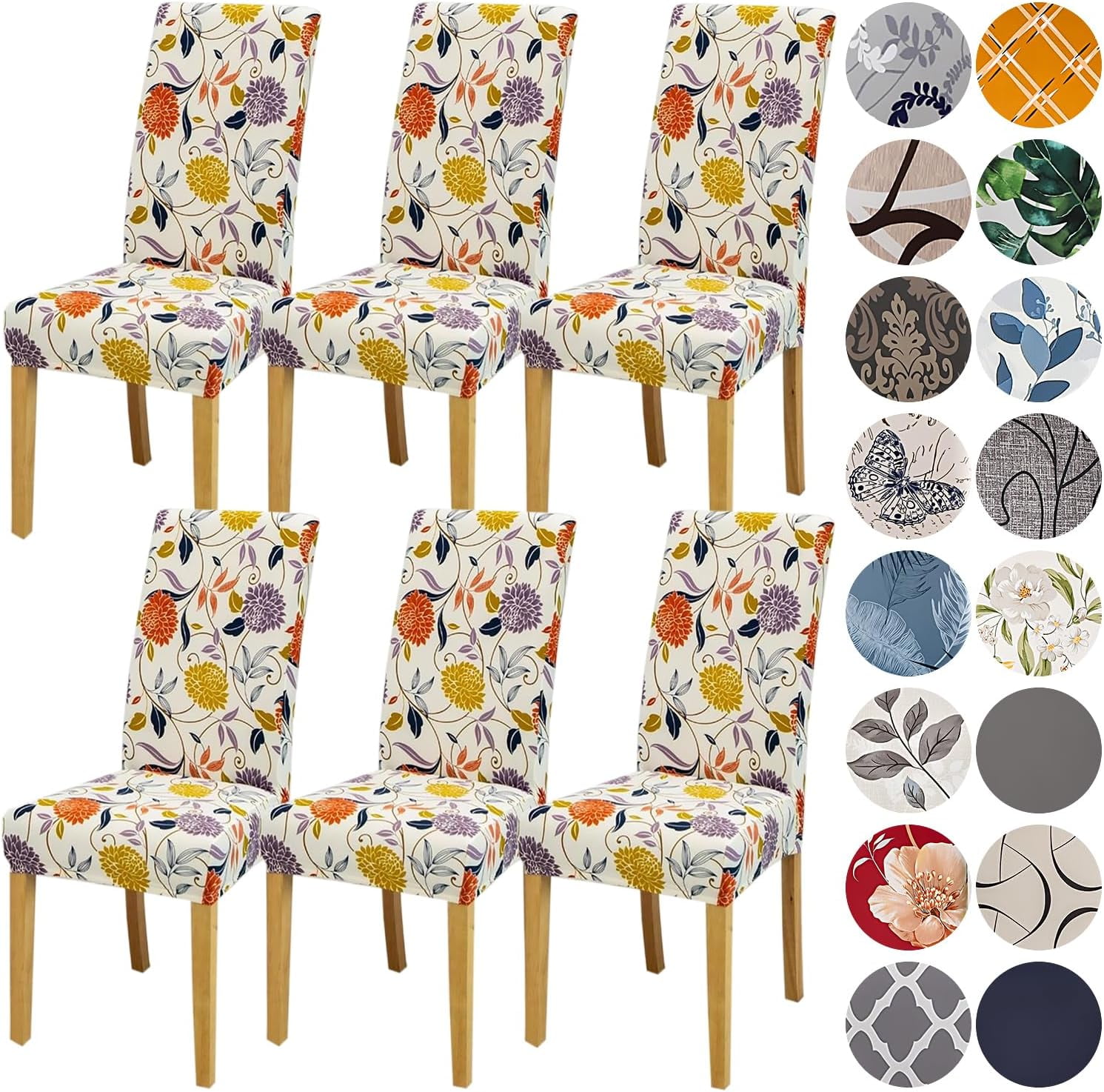 Chair Covers for Dining Room Set of 6,Stretch Spandex Parsons Chair ...