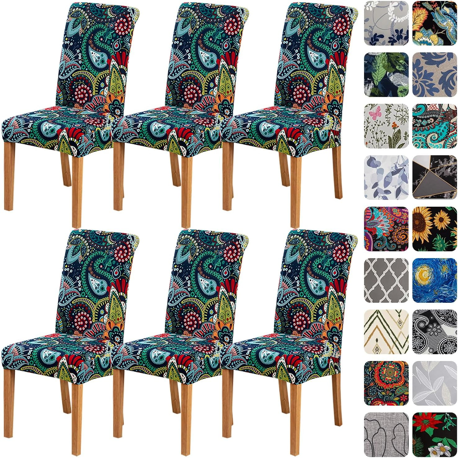 Chair Covers for Dining Room Set of 6,Stretch Spandex Parsons Chair ...
