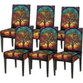 thumbnail image 1 of Chair Covers for Dining Room Set of 6, Tree Colorful Abstract Washable Spandex Parsons Slipcovers, Removable Kitchen Chair Cover, Stretch Seat Protector for Home Party Hotel, 1 of 6