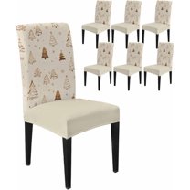 Chair Covers for Dining Room Set of 6,Vintage Christmas Tree Stretch Seat Protector Removable Washable Chairs Slipcovers for Kitchen Banquet Wedding Hotel,Winter Snowflake on Linen