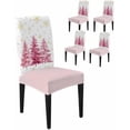 thumbnail image 1 of Chair Covers for Dining Room Set of 6,Watercolor Pink Christmas Tree Stretch Seat Protector Removable Washable Chairs Slipcovers for Kitchen Banquet Wedding Hotel,Snowflake on Gray, 1 of 6