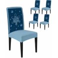 thumbnail image 1 of Chair Covers for Dining Room Set of 6,Watercolors Christmas Snowflakes Stretch Seat Protector Removable Washable Chairs Slipcovers for Kitchen Banquet Wedding Hotel,Stripes on Linen, 1 of 6