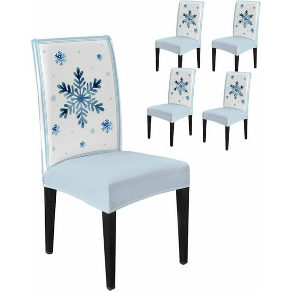 Chair Covers for Dining Room Set of 6,Watercolors Christmas Snowflakes Stretch Seat Protector Removable Washable Chairs Slipcovers for Kitchen Banquet Wedding Hotel,Stripes on Linen