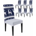 thumbnail image 1 of Chair Covers for Dining Room Set of 6,Xmas Reindeer Winter Snow Stretch Seat Protector Removable Washable Chairs Slipcovers for Kitchen Banquet Wedding Hotel,Snowflake Retro Geometric on Red, 1 of 6