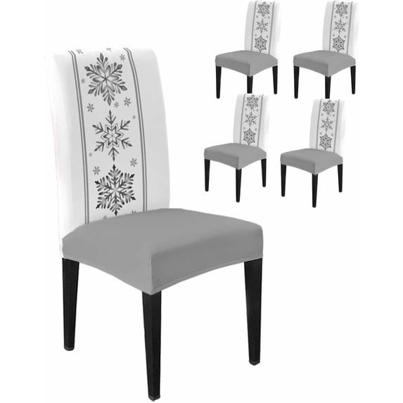 Chair Covers for Dining Room Set of 8,Christmas Snowflake Stretch Seat Protector Removable Washable Chairs Slipcovers for Kitchen Banquet Wedding Hotel,Classic Red Geometric Stripes