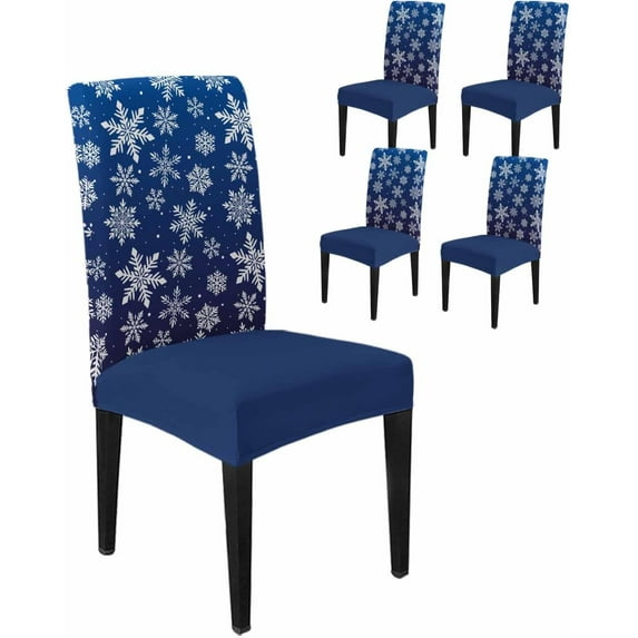 Chair Covers for Dining Room Set of 8,Christmas Snowflake Stretch Seat Protector Removable Washable Chairs Slipcovers for Kitchen Banquet Wedding Hotel,Winter Snowfall on Sage Green