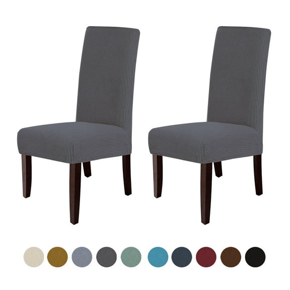 Chair Covers Dining Room, Stretch Textured Grain Dining Chair Slipcover ,2PCS  metal gray