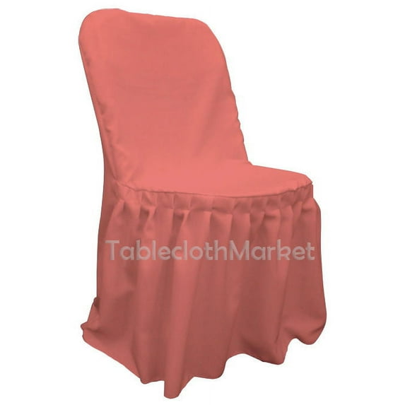 Chair Covers PLEATED polyester Wedding Party Decorations Folding Chair 24 colors", (Color: Coral - Count: 50)