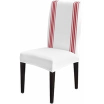 Chair Covers Red Ticking Vertically Stripe Dining Chair Slipcovers Simple Style White Stretch Removable Chair Seat Protector Party Decoration Set of 8