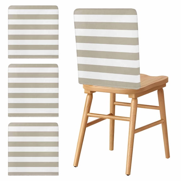 Chair Covers Set of 4 Classical Stripe Chair Slipcover Protector Stretch Chair Covers Beige Chair Back Covers for Dining Chairs Kitchen Dinner Home Party Decor