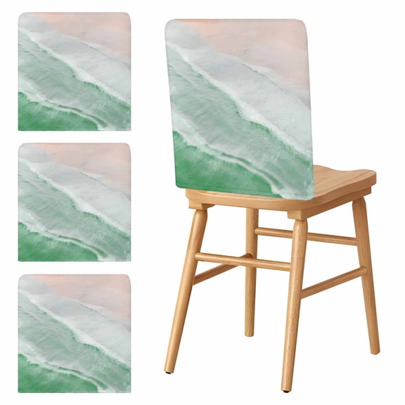 Chair Covers Set of 4 Green Ocean Waves Chair Slipcover Protector Stretch Chair Covers Ombre Beach Spray Chair Back Covers for Dining Chairs Kitchen Dinner Home Party Decor