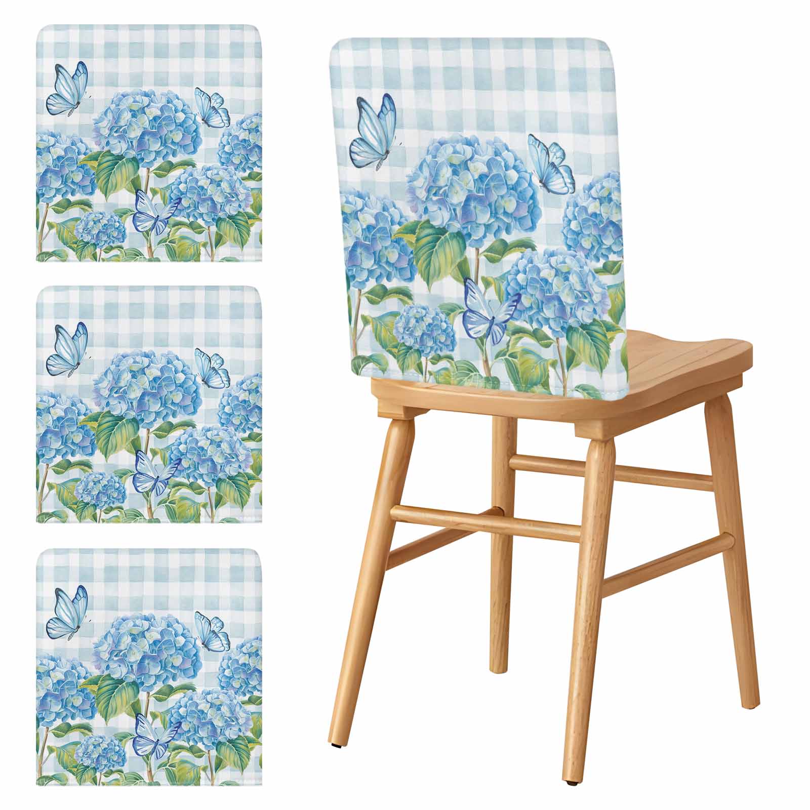 Script Flower Hydrangea Chair Chair Covers Set of 4 Hydrangea Flower Chair Slipcover Protector ...