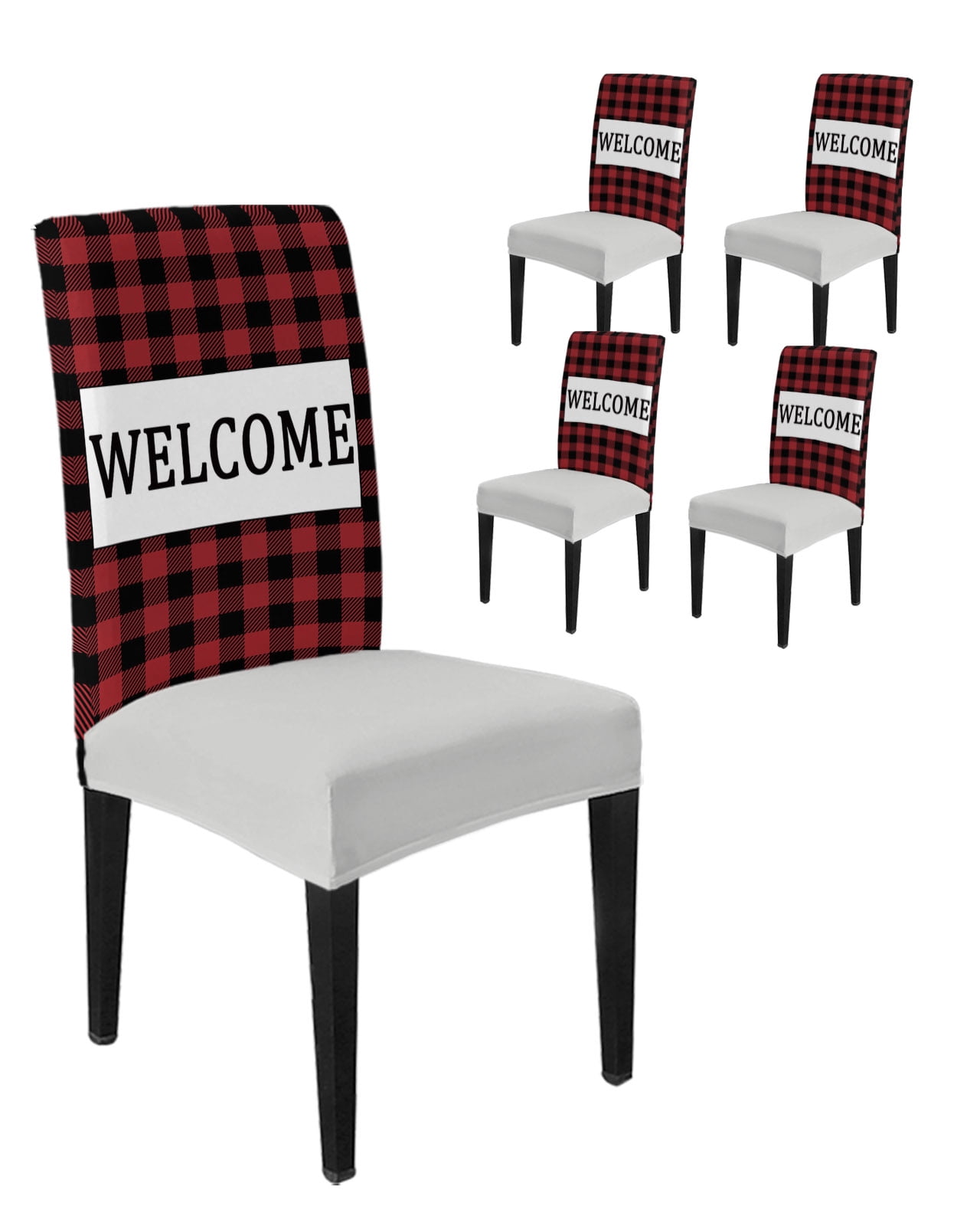 Chair Covers Set of 4, Minimalist Welcome Text Removable Stretchable ...