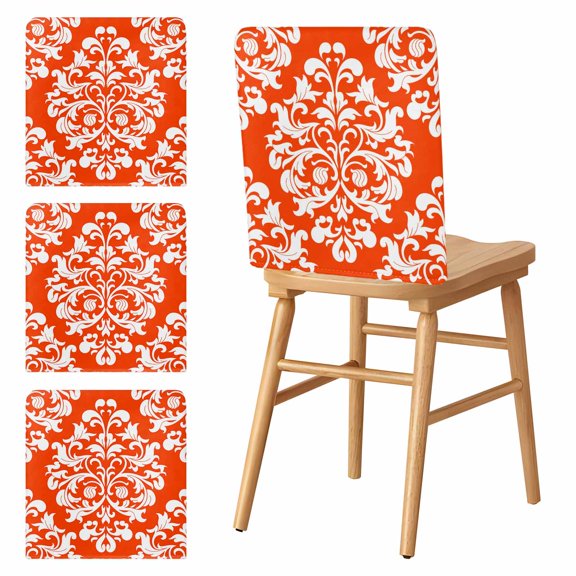 Chair Covers Set of 4 Orange Flower Chair Slipcover Protector Stretch Chair Covers Classical Luxury Abstract Art Chair Back Covers for Dining Chairs Kitchen Dinner Home Party Decor