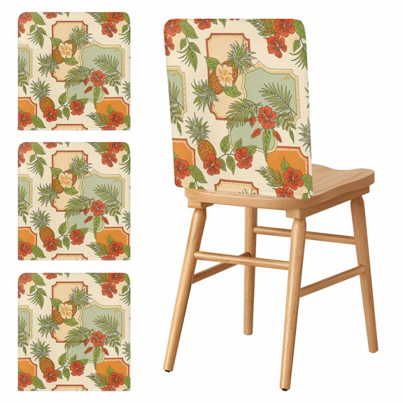Chair Covers Set of 4 Pineapple Chair Slipcover Protector Stretch Chair Covers Tropical Fruit Palm Leaves Chair Back Covers for Dining Chairs Kitchen Dinner Home Party Decor
